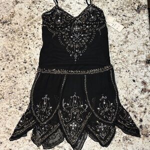 Sue Wong Black Dress with Silver Accents